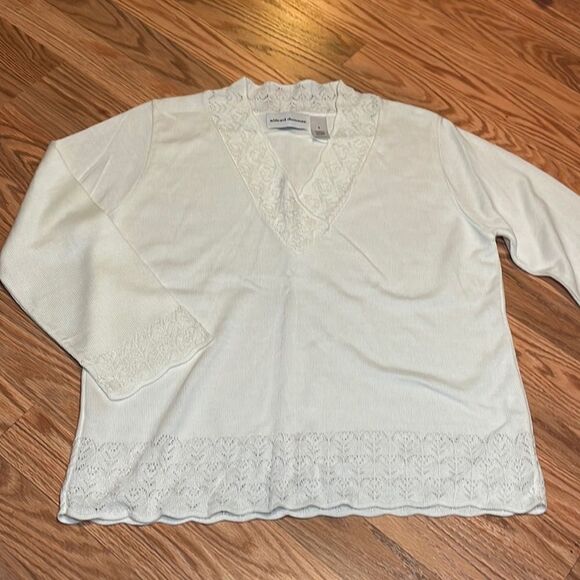 Alfred Dunner Sweater, Ivory, 3/4 Sleeve, Small - Picture 1 of 7
